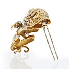 David Webb DAVID WEBB 18K YELLOW GOLD WHITE ENAMEL GYPSY MONKEY BROOCH - 2326722