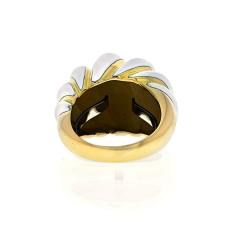 David Webb DAVID WEBB 18K YELLOW GOLD WHITE ENAMEL SMOOTH BOMBE RING - 1902637