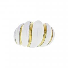 David Webb DAVID WEBB 18K YELLOW GOLD WHITE ENAMEL SMOOTH BOMBE RING - 1904931