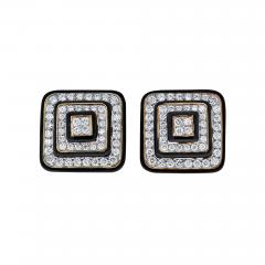 David Webb DAVID WEBB BLACK ENAMEL AND DIAMOND SQUARE SHAPED EARRINGS - 2720123