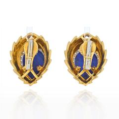 David Webb DAVID WEBB BLUE LAPIS DIAMONDS AND WHITE ENAMEL EARRINGS - 2512478
