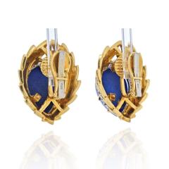 David Webb DAVID WEBB BLUE LAPIS DIAMONDS AND WHITE ENAMEL EARRINGS - 2512479