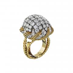 David Webb DAVID WEBB BOMBE PLATINUM 18K YELLOW GOLD DIAMOND PAVE RING - 1768597