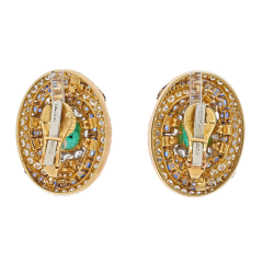 David Webb DAVID WEBB BOMBE STYLE HIGHLY DECORATED DIAMOND SAPPHIRE AND EMERALD EARRINGS - 2713221