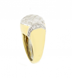 David Webb DAVID WEBB CARVED ROCK CRYSTAL AND DIAMOND RING - 2623356