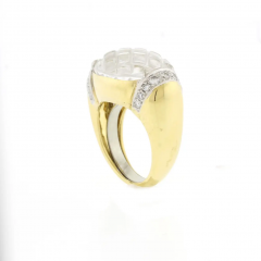 David Webb DAVID WEBB CARVED ROCK CRYSTAL AND DIAMOND RING - 2623361