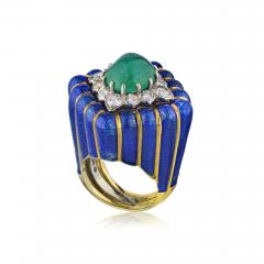 David Webb DAVID WEBB CIRCA 1960S PLATINUM 18K YELLOW GOLD EMERALD AND DIAMOND RING - 1756923