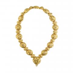 David Webb DAVID WEBB CIRCA 1970S 18K YELLOW GOLD LARGE BOMBE RIGID ROUND LINK NECKLACE - 1768550