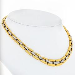 David Webb DAVID WEBB COLLAR PLATINUM 18K YELLOW GOLD OPEN LINK DIAMOND CHAIN NECKLACE - 1767150