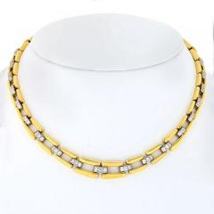 David Webb DAVID WEBB COLLAR PLATINUM 18K YELLOW GOLD OPEN LINK DIAMOND CHAIN NECKLACE - 1767151