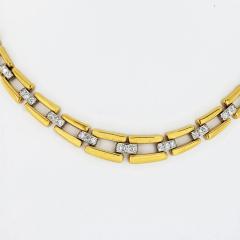 David Webb DAVID WEBB COLLAR PLATINUM 18K YELLOW GOLD OPEN LINK DIAMOND CHAIN NECKLACE - 1767153