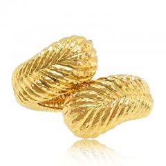 David Webb DAVID WEBB CROSSOVER 18K YELLOW GOLD HAMMERED CUFF BRACELET - 3486930