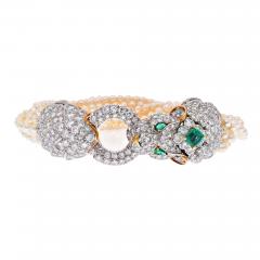 David Webb DAVID WEBB ELIZABETH TAYLOR PEARL DIAMOND EMERALD MULTI STRAND LION BRACELET - 2283708