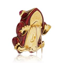 David Webb DAVID WEBB FROG 18K YELLOW GOLD IN RED ENAMEL BROOCH - 1767171