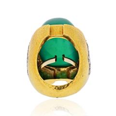 David Webb DAVID WEBB GREEN CABOCHON ONYX DIAMOND RING - 1786186