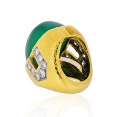 David Webb DAVID WEBB GREEN CABOCHON ONYX DIAMOND RING - 1786188