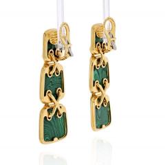 David Webb DAVID WEBB GREEN MALACHITE CROSS STITCH DROP EARRINGS - 1786180