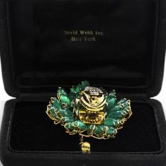 David Webb DAVID WEBB KINGDOM PLATINUM 18K YELLOW GOLD DIAMOND TIGER CHRYSOPRASE BROOCH - 1755666