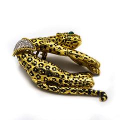 David Webb DAVID WEBB LEOPARD 18K YELLOW GOLD DIAMOND EMERALD PENDANT AND BROOCH - 1767514