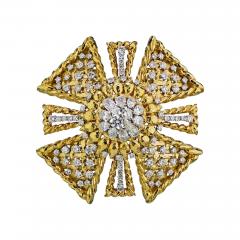 David Webb DAVID WEBB MALTESE CROSS PLATINUM 18K YELLOW GOLD 10 50CTS DIAMOND BROOCH - 1768548