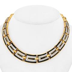 David Webb DAVID WEBB MANHATTAN MINIMALISM PARTHENON BLACK ENAMEL NECKLACE - 2789370