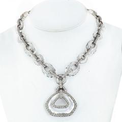 David Webb DAVID WEBB PLATINUM 18K WHITE GOLD CARVED ROCK CRYSTAL DIAMOND NECKLACE - 2294081