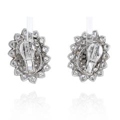 David Webb DAVID WEBB PLATINUM 18K WHITE GOLD OVAL AND ROUND CUT DIAMOND CLUSTER EARRINGS - 2444467