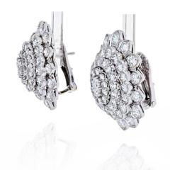 David Webb DAVID WEBB PLATINUM 18K WHITE GOLD OVAL AND ROUND CUT DIAMOND CLUSTER EARRINGS - 2444468