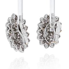 David Webb DAVID WEBB PLATINUM 18K WHITE GOLD OVAL AND ROUND CUT DIAMOND CLUSTER EARRINGS - 2444469