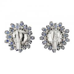 David Webb DAVID WEBB PLATINUM 18K WHITE GOLD SAPPHIRE DIAMOND PEARL EARRINGS - 3154969