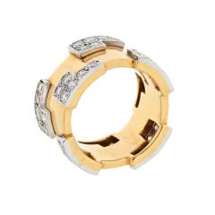 David Webb DAVID WEBB PLATINUM 18K YELLOW GOLD 1 75CTTW PUZZLE DIAMOND RING - 3396465