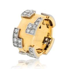 David Webb DAVID WEBB PLATINUM 18K YELLOW GOLD 1 75CTTW PUZZLE DIAMOND RING - 3396467