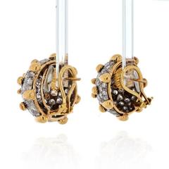 David Webb DAVID WEBB PLATINUM 18K YELLOW GOLD 16 CARATS DIAMOND DOME CLIP EARRINGS - 2281904