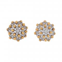 David Webb DAVID WEBB PLATINUM 18K YELLOW GOLD 16 CARATS DIAMOND DOME CLIP EARRINGS - 2283706