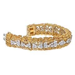 David Webb DAVID WEBB PLATINUM 18K YELLOW GOLD 1960S ROUND DIAMOND OPENWORK BRACELET - 2648271