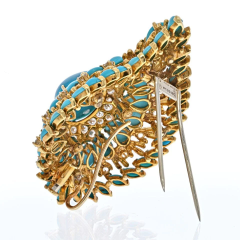 David Webb DAVID WEBB PLATINUM 18K YELLOW GOLD 1970S TURQUOISE AND DIAMOND - 2707829