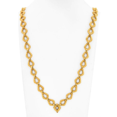 David Webb DAVID WEBB PLATINUM 18K YELLOW GOLD 31 INCHES TEXTURED LINK CHAIN NECKLACE - 3101291