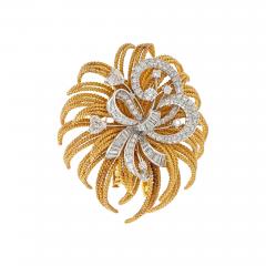 David Webb DAVID WEBB PLATINUM 18K YELLOW GOLD 8 CARAT DIAMOND SPRAY BROOCH - 2904138