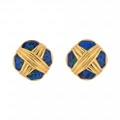 David Webb DAVID WEBB PLATINUM 18K YELLOW GOLD AZURMALACHITE EARRINGS - 2392907