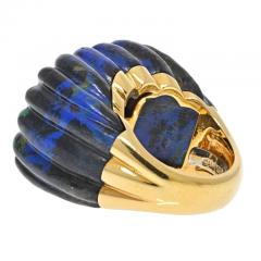 David Webb DAVID WEBB PLATINUM 18K YELLOW GOLD AZURMALACHITE FLUTED DIAMOND RING - 3226554