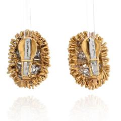 David Webb DAVID WEBB PLATINUM 18K YELLOW GOLD BEADED DIAMOND OVAL CLIP ON EARRINGS - 2345861