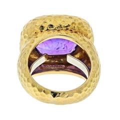 David Webb DAVID WEBB PLATINUM 18K YELLOW GOLD BEZEL SET PURPLE AMETHYST RING - 2345849