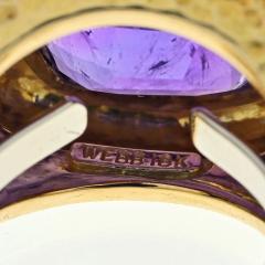 David Webb DAVID WEBB PLATINUM 18K YELLOW GOLD BEZEL SET PURPLE AMETHYST RING - 2345850