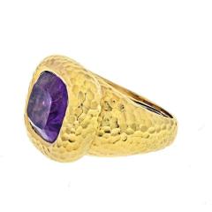 David Webb DAVID WEBB PLATINUM 18K YELLOW GOLD BEZEL SET PURPLE AMETHYST RING - 2345852