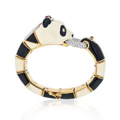 David Webb DAVID WEBB PLATINUM 18K YELLOW GOLD BLACK AND WHITE ENAMEL PANDA BRACELET - 2520212