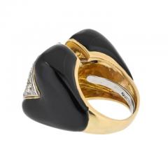 David Webb DAVID WEBB PLATINUM 18K YELLOW GOLD BLACK ENAMEL AND DIAMOND COCKTAIL RING - 3368015