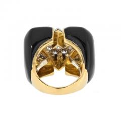 David Webb DAVID WEBB PLATINUM 18K YELLOW GOLD BLACK ENAMEL AND DIAMOND COCKTAIL RING - 3368016