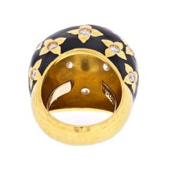 David Webb DAVID WEBB PLATINUM 18K YELLOW GOLD BLACK ENAMEL AND DIAMOND RING - 2281877