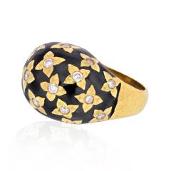 David Webb DAVID WEBB PLATINUM 18K YELLOW GOLD BLACK ENAMEL AND DIAMOND RING - 2281878