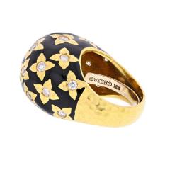 David Webb DAVID WEBB PLATINUM 18K YELLOW GOLD BLACK ENAMEL AND DIAMOND RING - 2281880